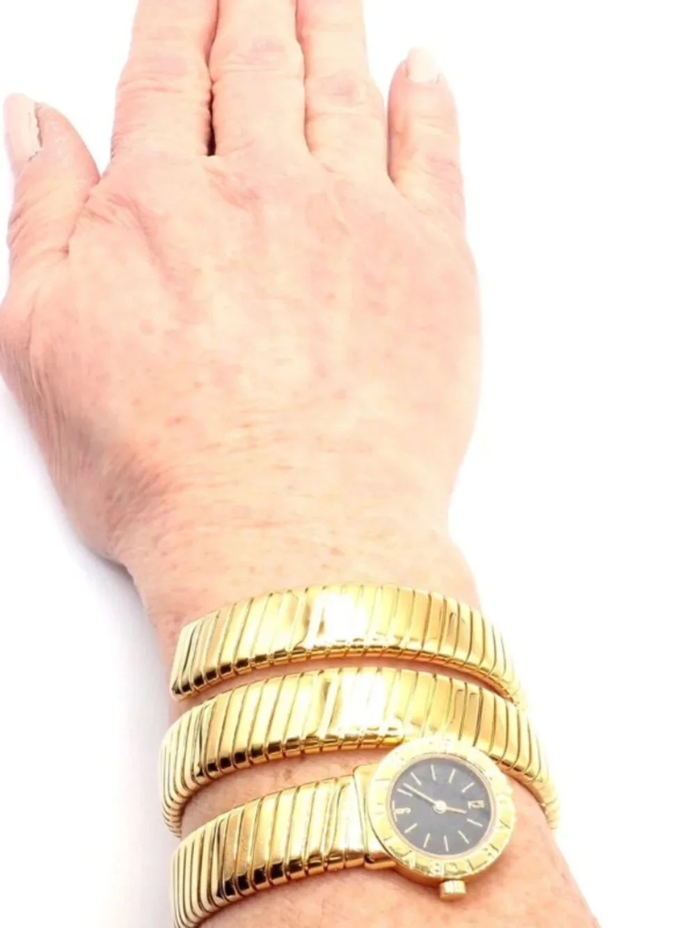 Authentic! Bulgari 18k Yellow Gold Tubogas Serpent Snake Bracelet Watch - Picture 10 of 12